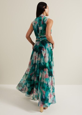 Phase Eight Lucinda Chiffon Print Dress Multicolor Australia | EN4563170